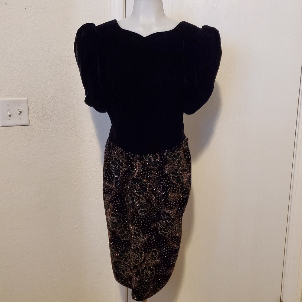 Vintage Jessica McClintock Velvet 80s Party Dress - Picture 4 of 16